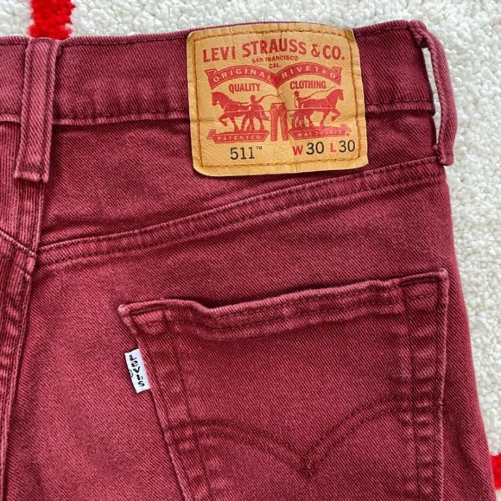 Men's Levi's 511 Classic Straight Leg Red White Tab Premium Denim Jeans - Picture 7 of 10